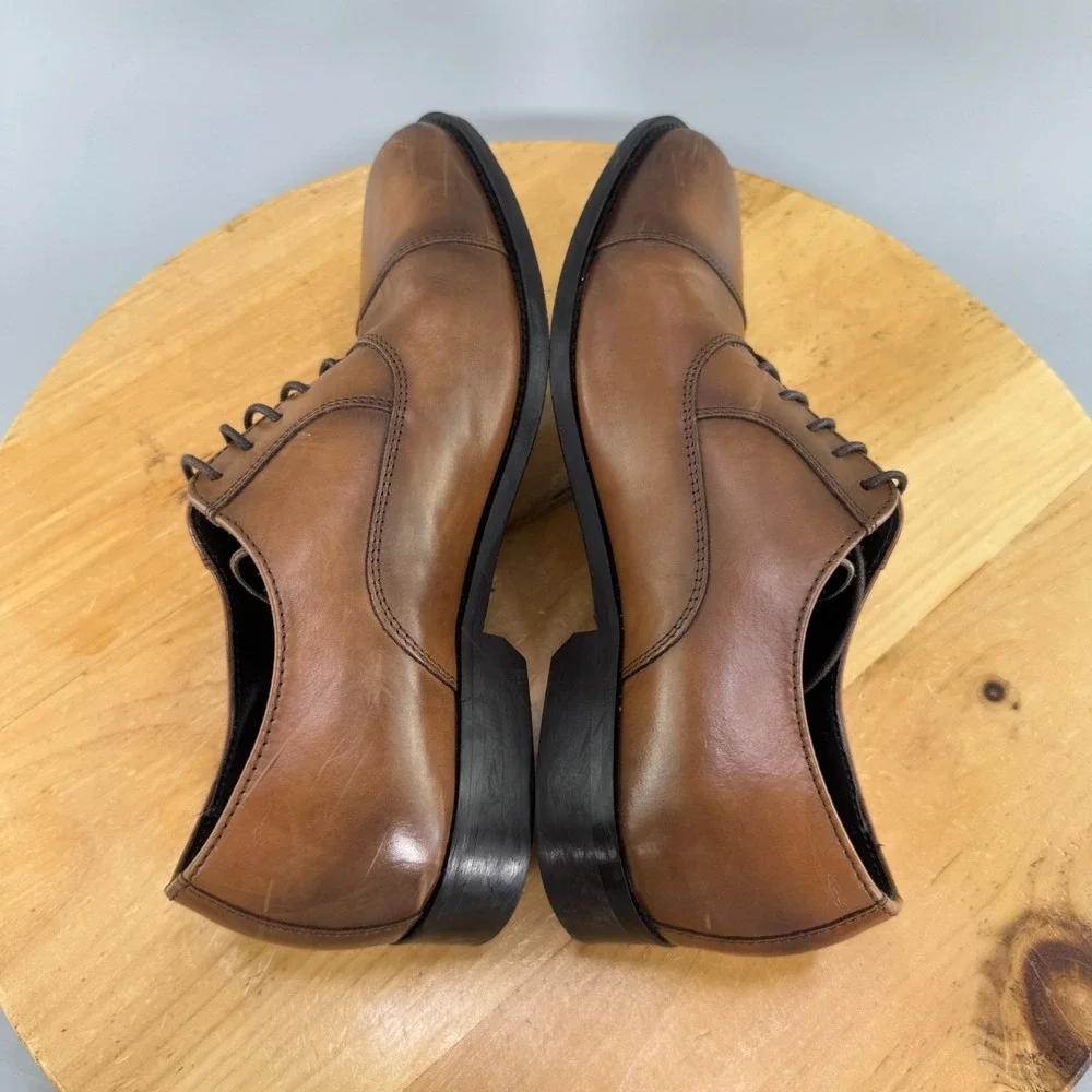 To Boot New York Caufield Mens Size 7.5 M Cap Toe Oxford Brown Leather EUC